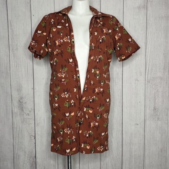 Brown Floral Short Sleeve Romper - Picture 4 of 7